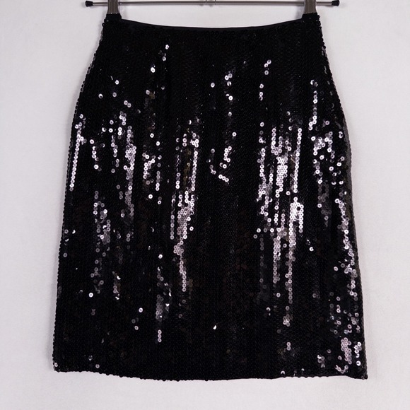 INC International Concepts Dresses & Skirts - Vintage INC International Concepts Pencil Skirt Sz 2 Black Sequins Silk Glam